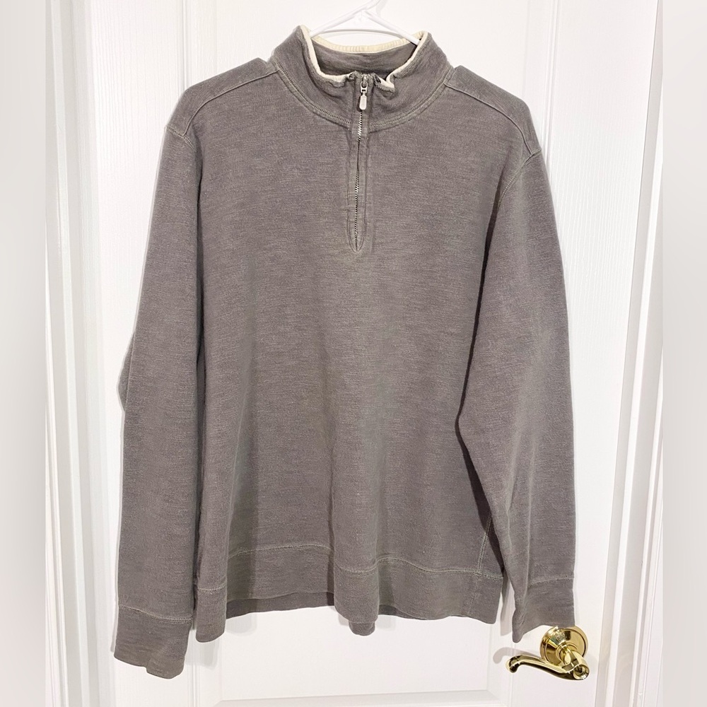 Y2K 1/4 Zip Long Sleeve Knit Shirt Taupe Men’s Medium
